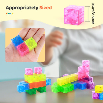 Magnetic Building Blocks 100pcs Colorful Transparent Cube Construction Set, Creative STEM Physics Learning Toy for Boys & Girls
