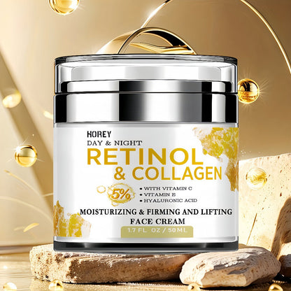 Retinol Face Cream with Hyaluronic Acid for Women Lifting Neck Cream Smooths Wrinkles Fine Lines Day Night Dry Skin Care 50g