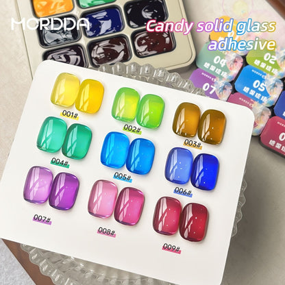 Gel Nail Polish 9-Color Candy-Glass Set with Translucent Gradient Finish and Fall-Winter Shade Palette for Nail Art