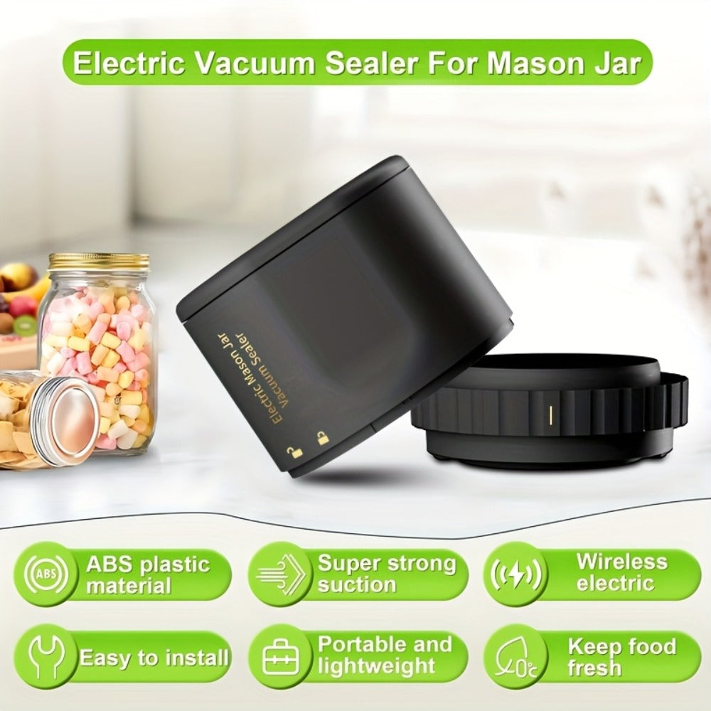 Electric Mason Jar Sealer One-Touch Vacuum Seal - 2025 New Model Jar Sealer Kit with Wide Mouth & Regular Mouth Lids