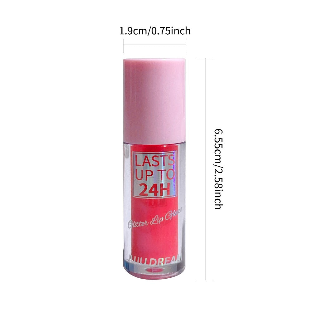 24H Waterproof Glitter Lip Gloss & Lip Stain Set 3PCS, Lip Oil Formula, for Makeup, Travel and Everyday Vanity Use
