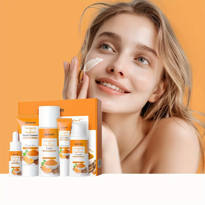 Skincare Set with Quiyum Label, 5-Piece Turmeric Vitamin C or 6-Piece Vitamin C Routine Options