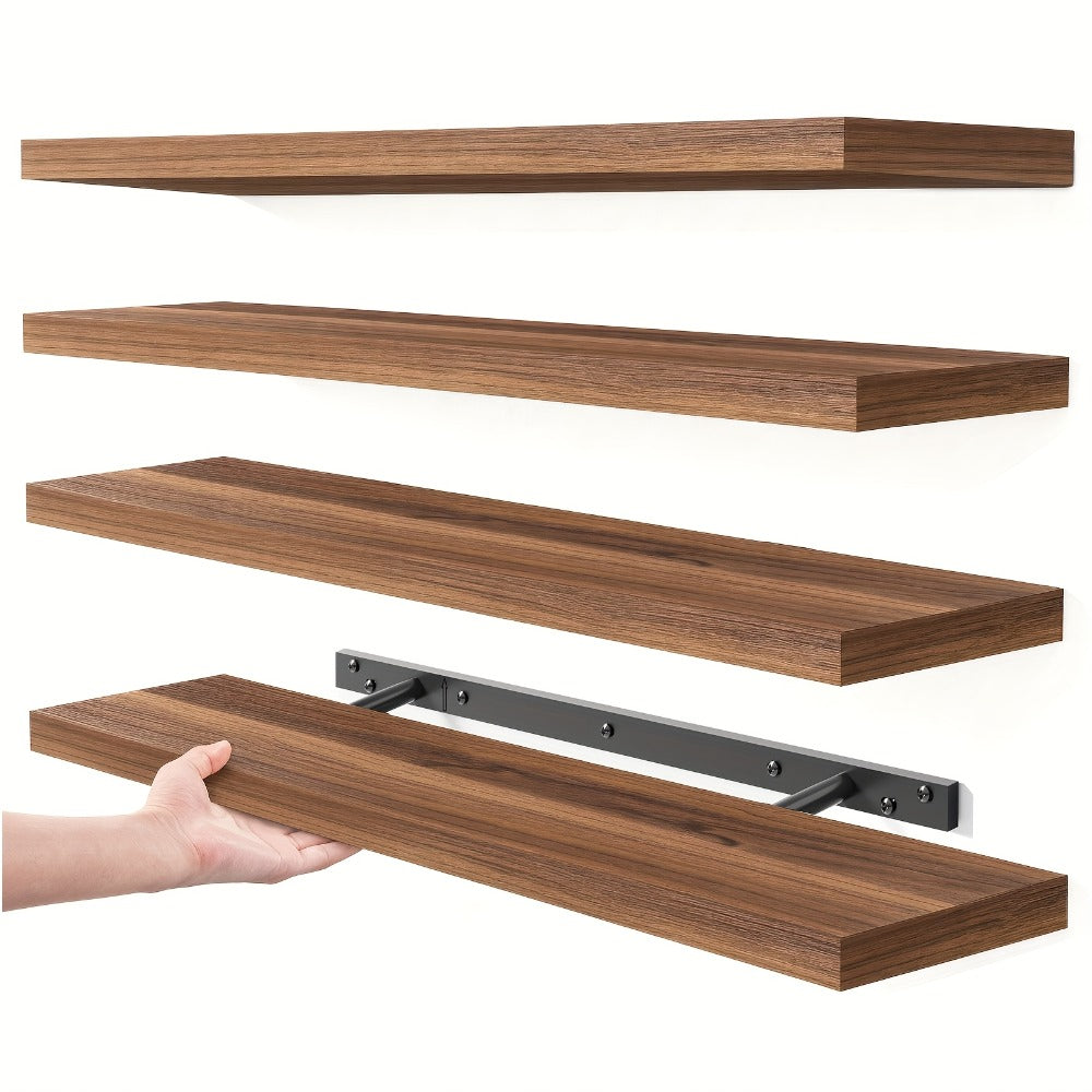 Floating Shelves Wall Mounted Set of 4 – 22 Inch Wall Shelves with Invisible Brackets for Bathroom Living Room Bedroom Kitchen Decor