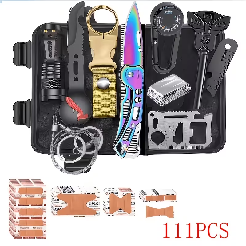 Outdoor Survival Gear Set 11/13/258-Piece – Professional Emergency Kit with Fire Starter & Compass | Multi-Tool Outdoor Equipment