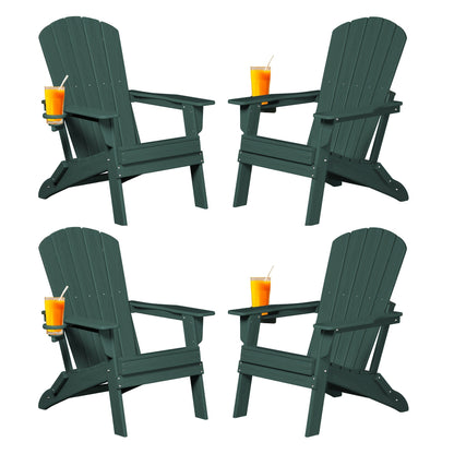 Folding Adirondack Chair with Cup Holder – HDPE All-Weather Outdoor Patio Chair