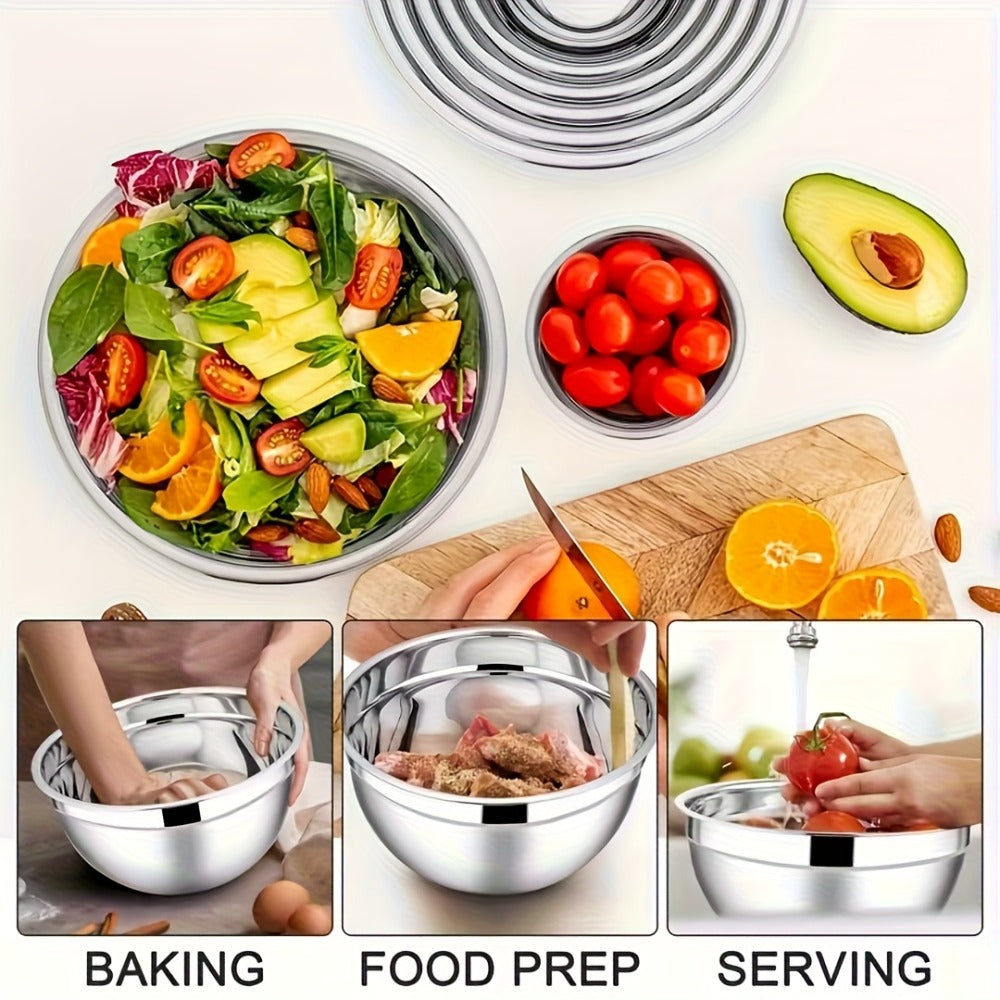 Stainless Steel Mixing Bowls with Airtight Lids Set of 14 Seven Nesting Bowls 0.7 to 4.5QT for Home Cooking, Dining and Outdoor Meals