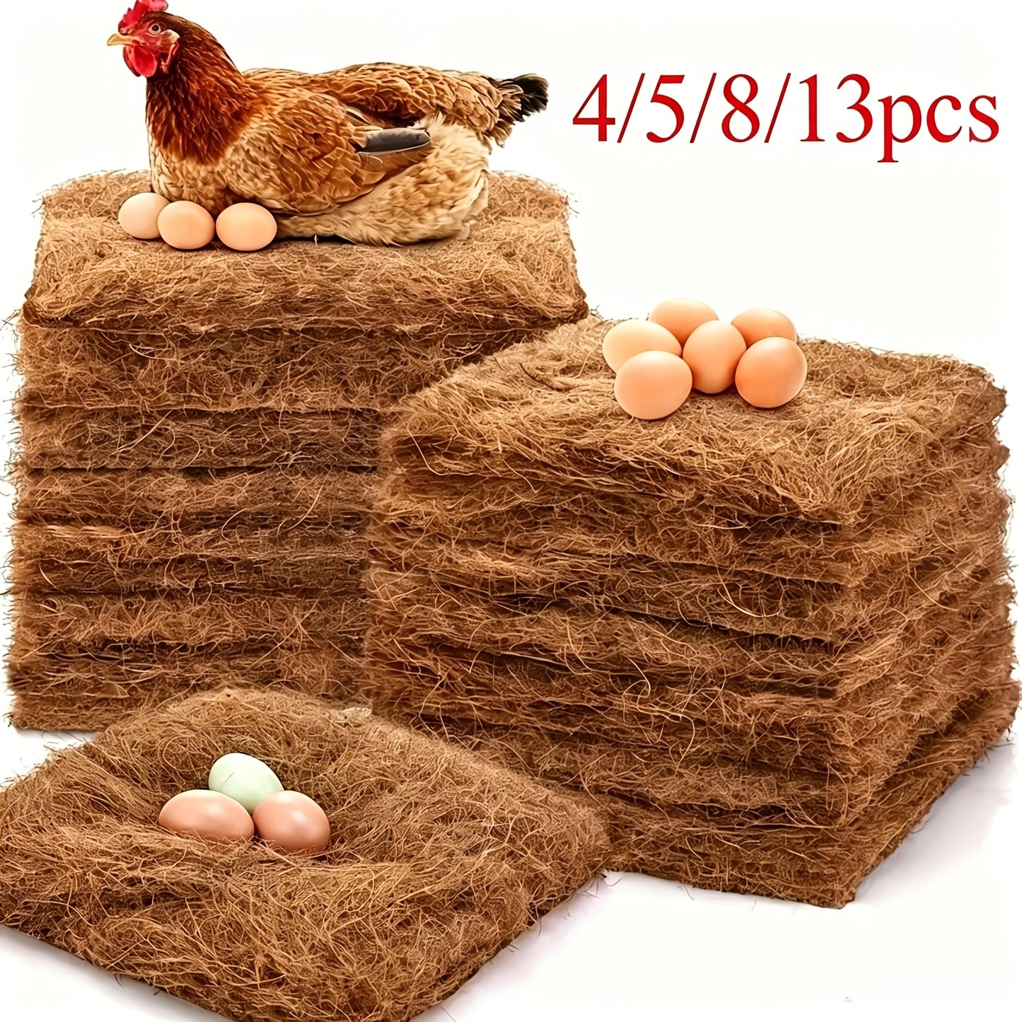 Chicken Coop Nesting Box Pads 12x12" – Natural Egg-Laying Bedding Material for Hen House, Reusable Nest Box Liner for Most Chicken Coops