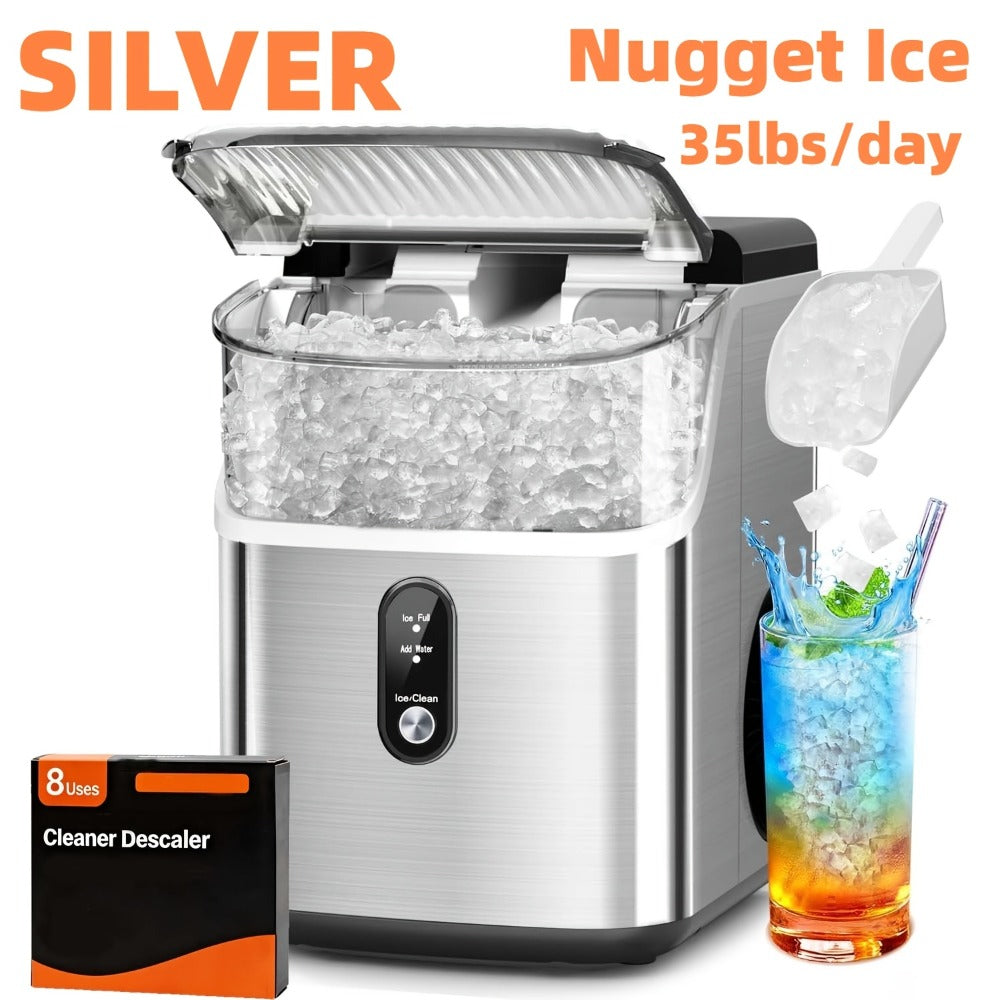 Nugget Ice Maker Countertop Pebble Ice Machine Per Day, Sonic Ice Bullet Ice Cube Options for Home Cooking, Dining and Outdoor Meals