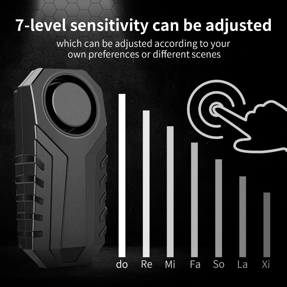 Motorcycle Alarm Anti-Theft 113dB – Wireless Remote, Adjustable Volume & Motion Sensitivity, Universal Handlebar Strap for Motorcycle