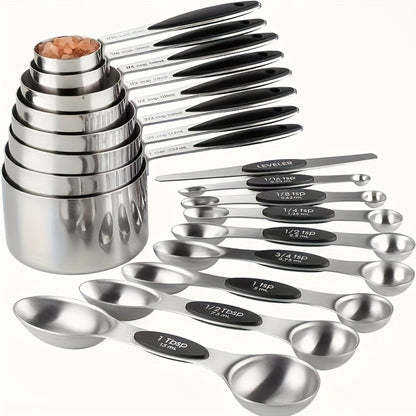 Stackable Measuring Cup and Spoon Sets with 8-, 9- or 17-Piece Black and Colorful Checkout Options