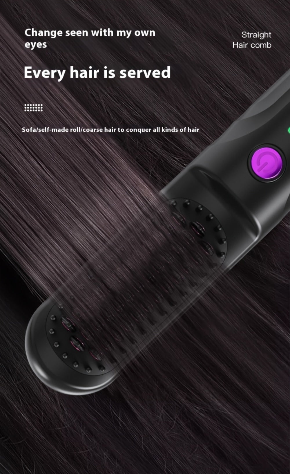 Wireless Hair Straightener Comb - Portable Cordless Straightening Brush with 3-Min Fast Heat, 3 Temp Settings 170-190°C