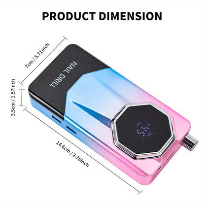 Electric Nail Drill 45000 RPM USB Rechargeable Kit with LCD, Forward Reverse and Three Finishes