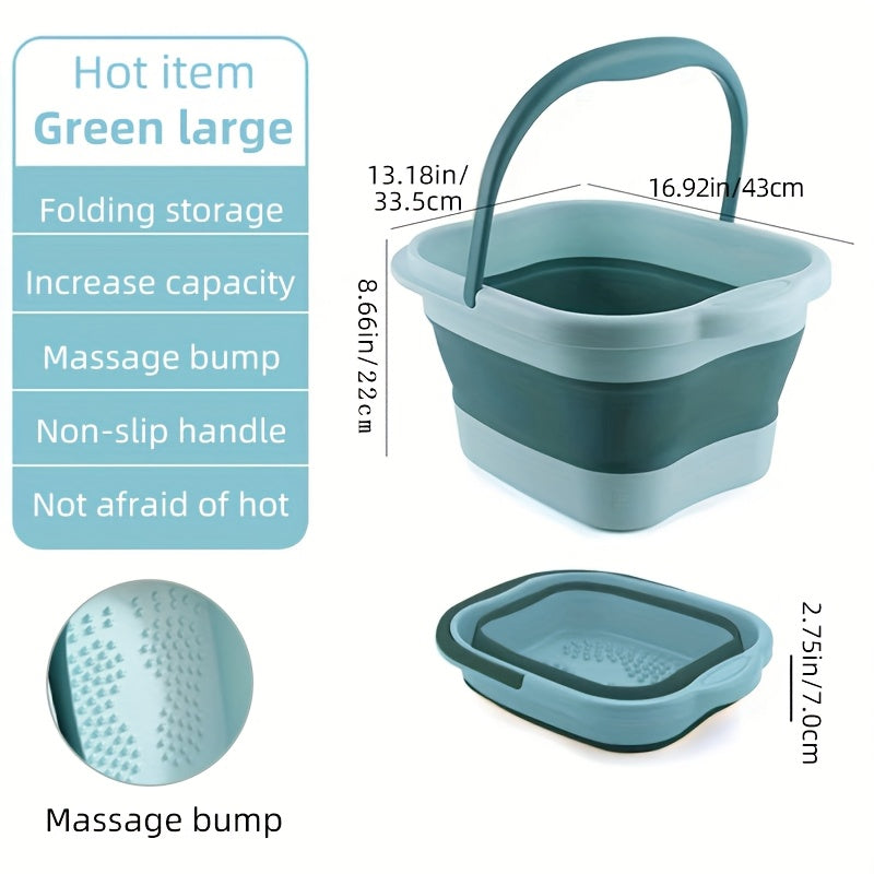 Foldable Foot Bath Bucket 3.96 Gallon Collapsible Portable Pedicure Basin with Sturdy Handle – Space-Saving Foot Soak Tub for Home Salon