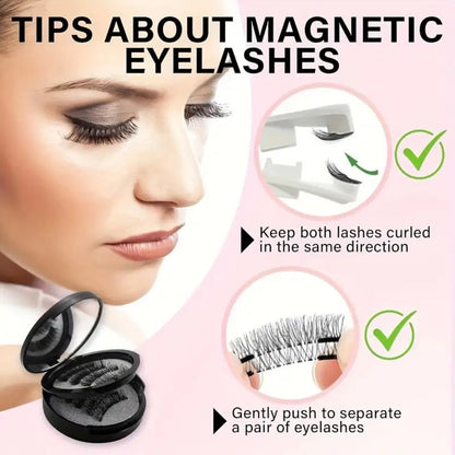 Waterproof 3D Magnetic Lashes 8Pcs Reusable Double Strip False Eyelashes Set with Clips & Glue – Natural Look for Women, Daily Wear