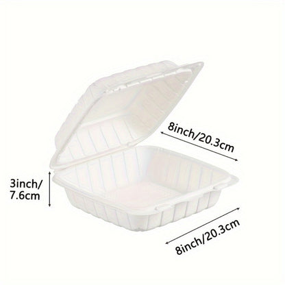 Disposable Food Containers Take Out Boxes with Lids - 7" 8" 9" Plastic Clamshell Meal Prep Containers 1 & 3 Compartment Reusable White