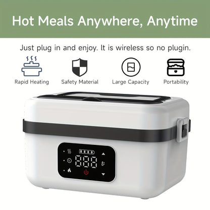 Electric Lunch Box 33.81oz Stainless Steel Heated Food Container Leak-Proof Portable Lunch Warmer for Work School Office
