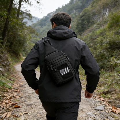 CCW Shoulder Bag Tactical Concealed Carry Bag for Men with Chest Holster Multiple Compartments EDC Sling Bag for Daily Use Shooting Range
