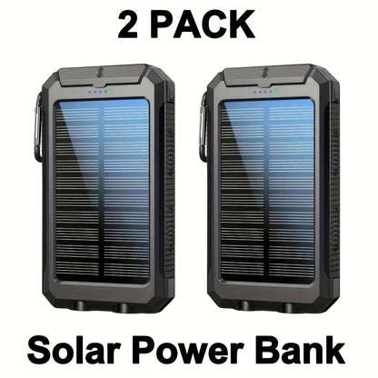 2-Pack Solar Power Bank 20000mAh 40000mAh Portable Dual USB Fast Charging with Built-In for an Everyday Personal Care Routine