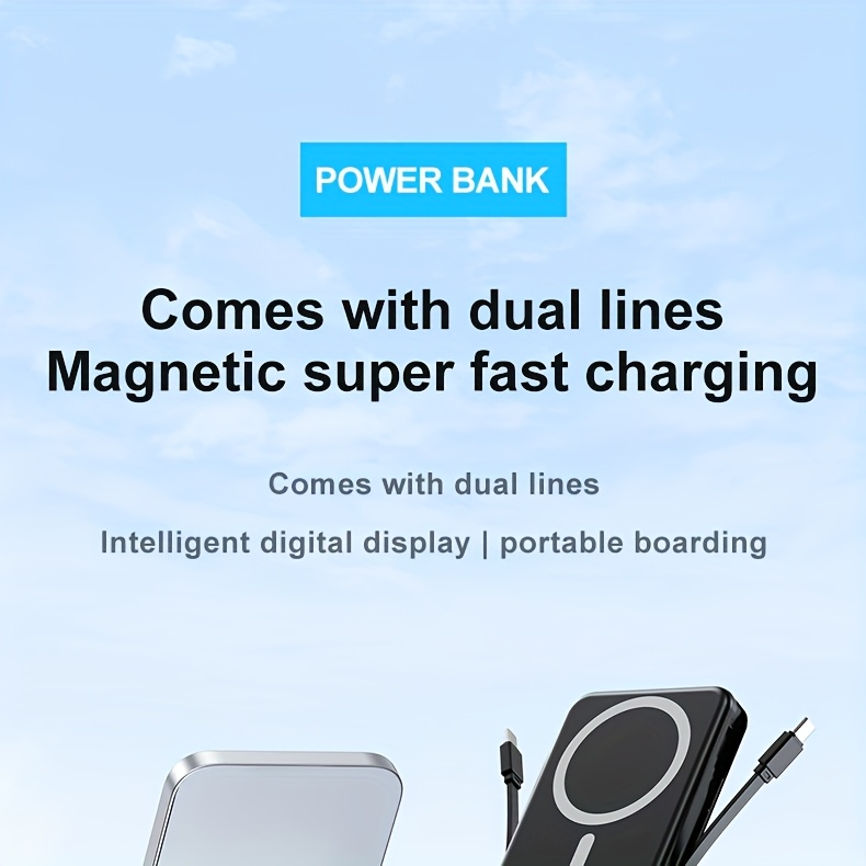 10000mAh Mobile Power, 22.W Magnetic Charging Treasure, Comes with Convenient Dual Cable, with LED Power Display