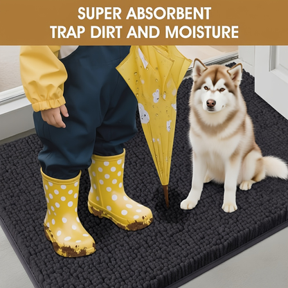 Chenille Dog Door Mat Super Muddy Paws Pet Rug Gingham Entryway Mat Indoor Outdoor Multiple Sizes & Colors