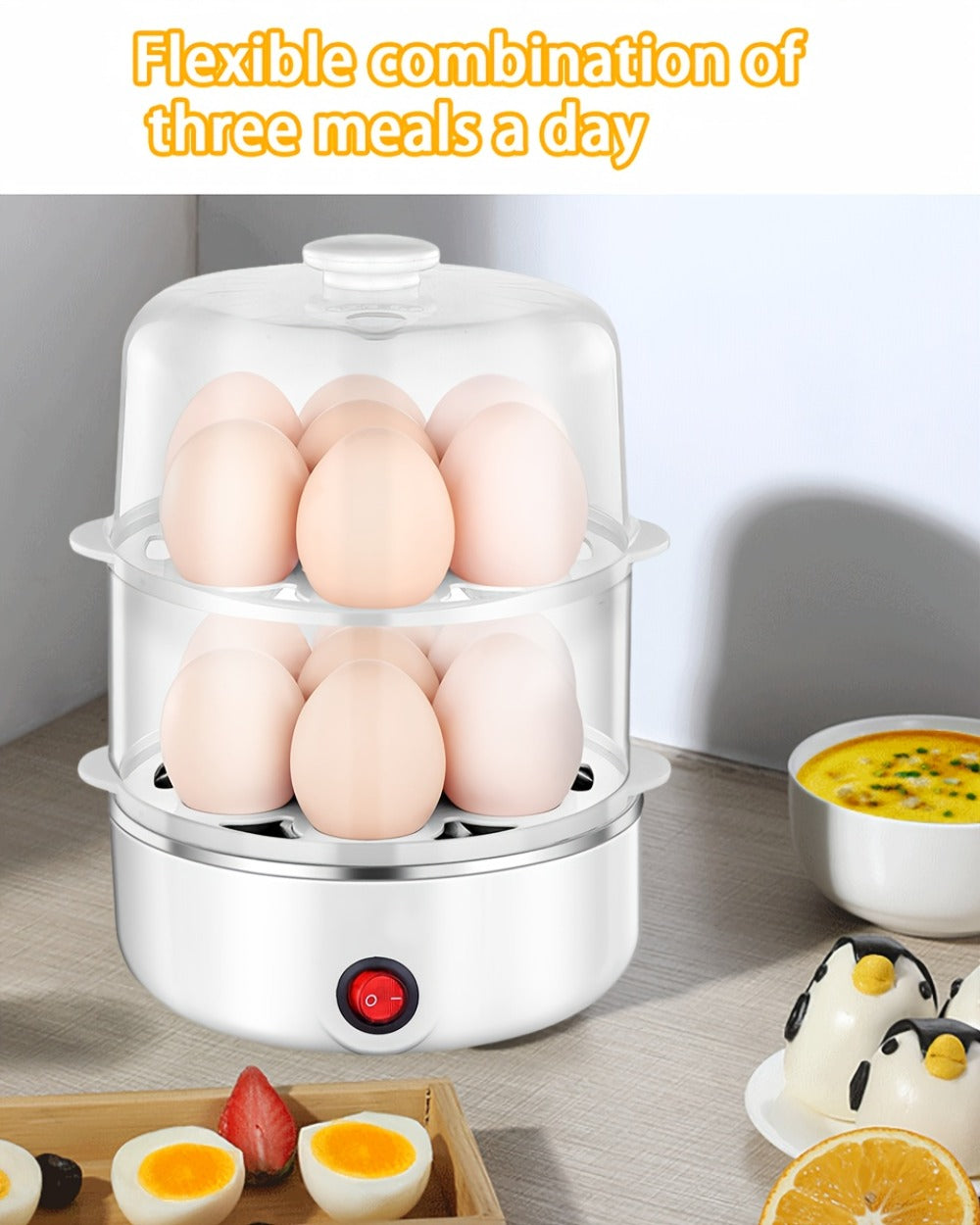Egg Steamer Stainless Steel Mini Breakfast Machine Single Double Layer Multi-Functional Egg for Entryways, Bedrooms and Living Spaces