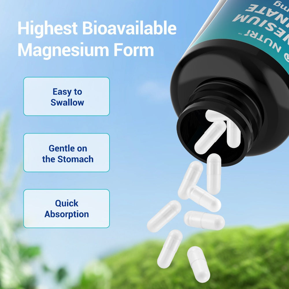 Magnesium Glycinate 500mg Chelated Capsules, Deep Sleep, Stress & Relaxation Supplement for Women & Men