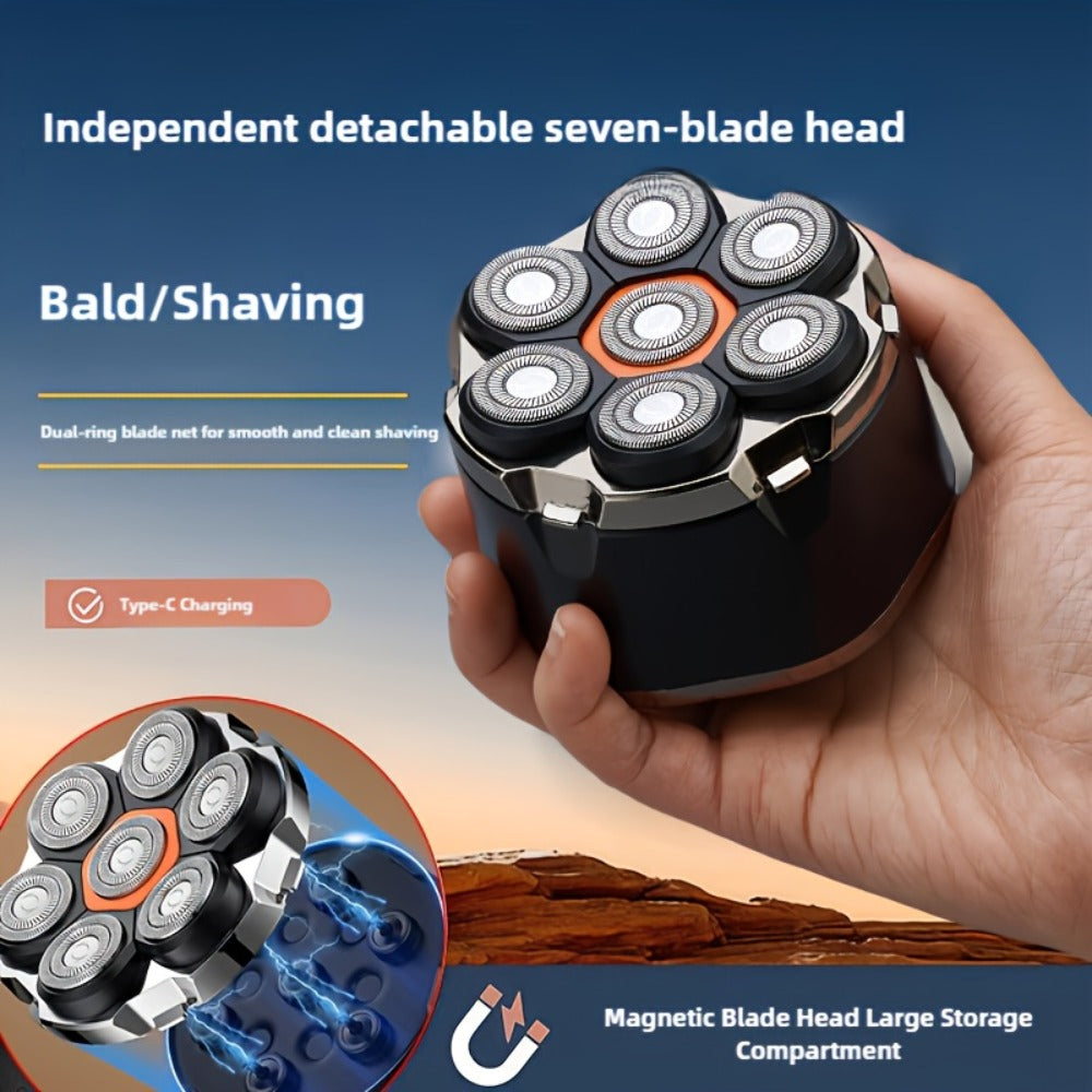 Bald Head Shaver Electric - 5-in-1 Rechargeable Grooming Kit with Type-C Fast Charging for Everyday Face, Beard and Body Grooming