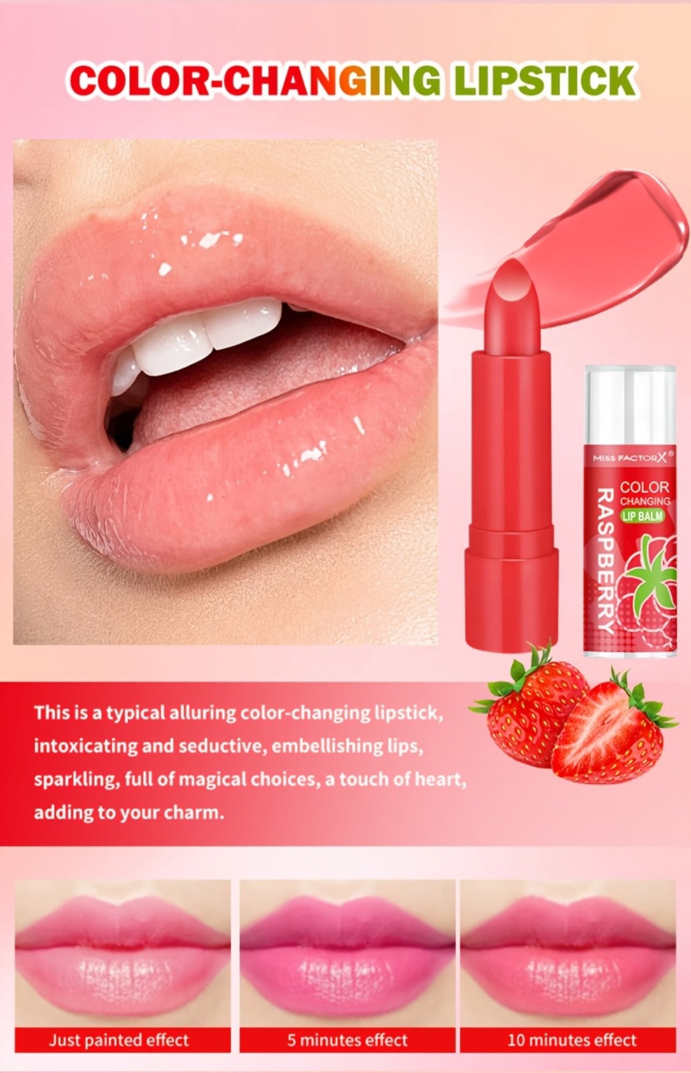 Color Changing Lipstick Set 8 Pcs, pH-Reactive Mood Lip Color, Wear, Anti-Transfer Formula
