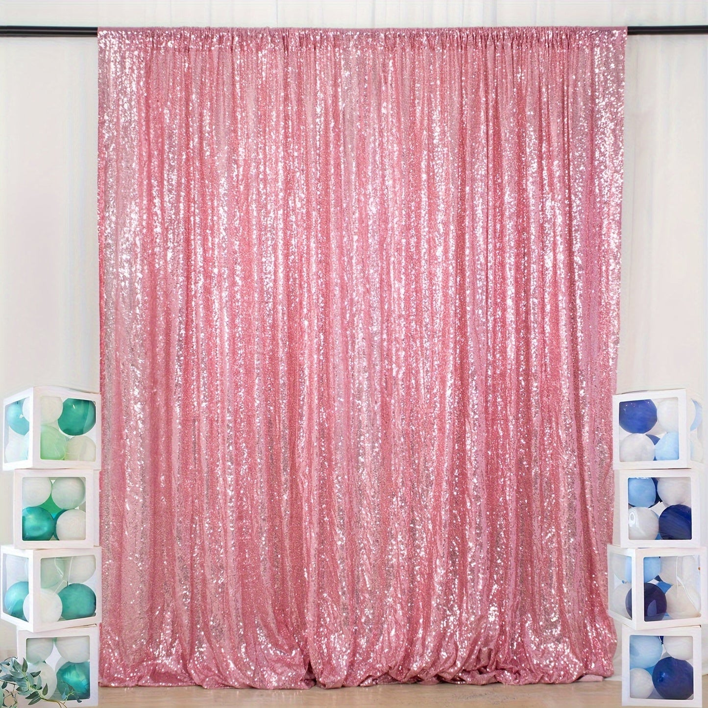 Sequin Backdrop Curtain for Party Wedding – 4x8ft Shimmering Glitter Curtain for Birthday Photo Booth Stage Decoration, Easy Hang