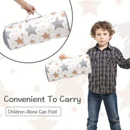 Toddler Nap Mat with Removable Pillow & Minky Blanket, Rollup Kids Sleeping Mat for Daycare Preschool