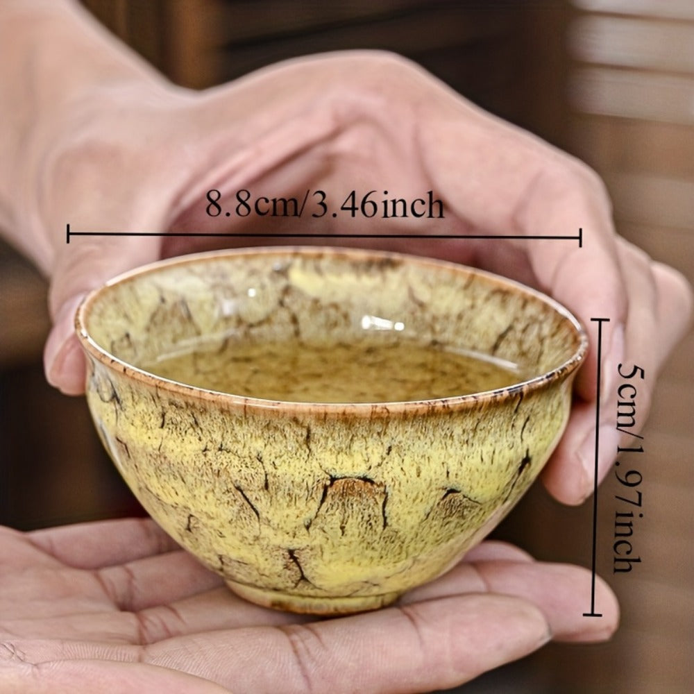 Jianzhan Ceramic Tea Cups Set of 5, Handmade Kiln-Changed Glazed Kung Fu Teacups, Traditional Chinese Porcelain