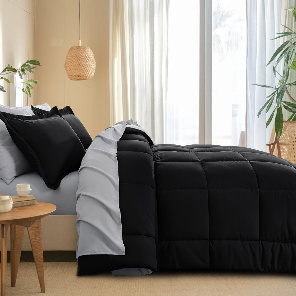 7 Piece Comforter Set Luxury Soft Fluffy Bedding All Season Bed in a Bag with Comforter Fitted Sheet Flat Sheet Pillowcases Hypoallergenic