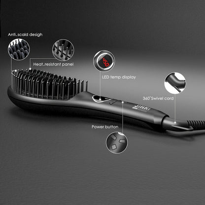 Ceramic Hair Straightener Brush 30 Sec Fast Heat Anti-Scald Straightening Comb Soft Touch, for Home, Travel and Salon Hair Styling