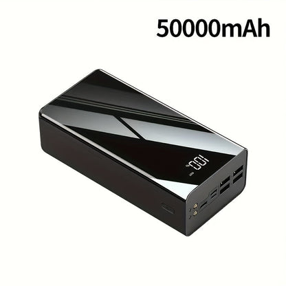 High Capacity 50000mAh Power Bank Multi-Port Fast Charging – Dual USB & Type-C Output, LED Flashlight, Power Indicator