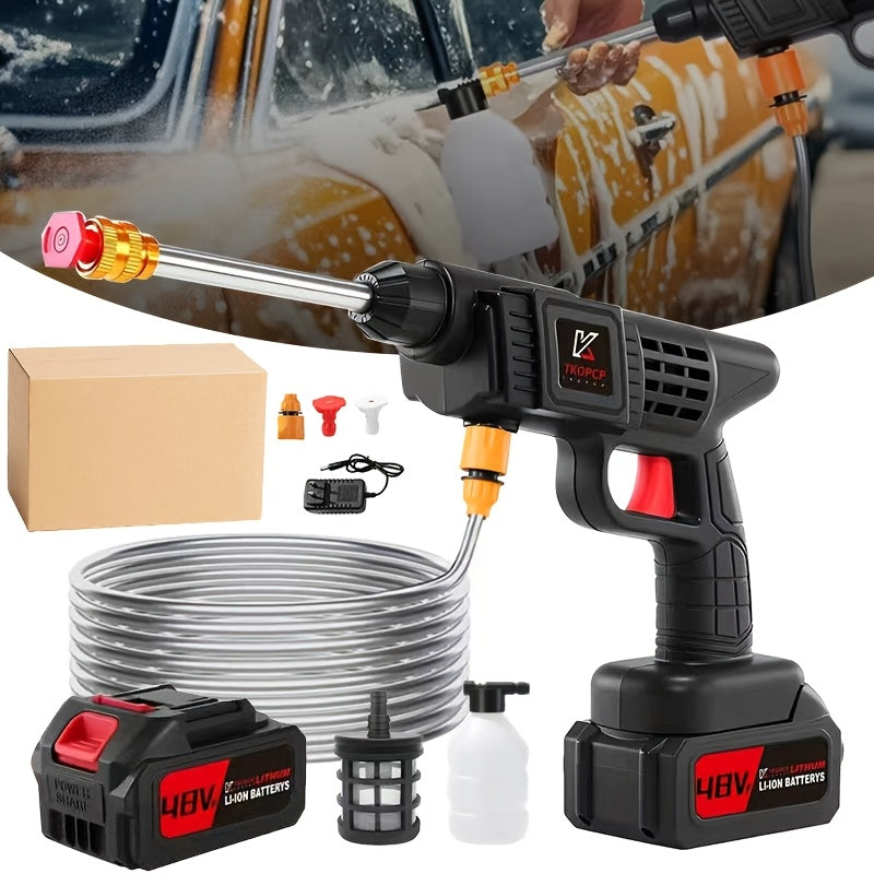 Car Pressure Washer with 4000 PSI Listing, 6-in-1 Spray Nozzle, 5m Hose and One or Two Batteries