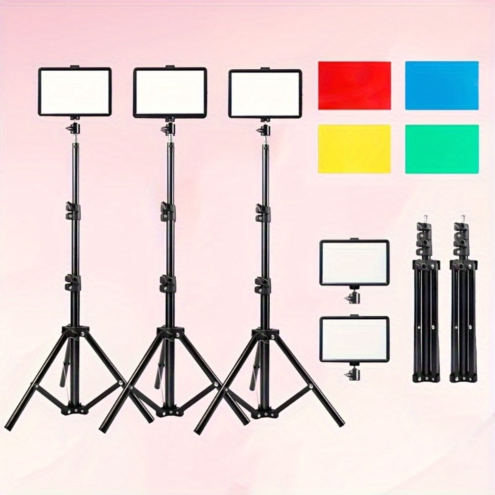 LED Video Light Panel 5600K Dimmable Photography Lighting Kit with Adjustable Tripod Stand for an Everyday Personal Care Routine