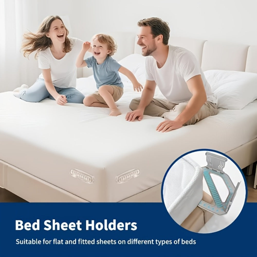Bed Sheet Holder Straps – Heavy-Duty Mattress Sheet Grippers, No More Loose Bedding, Universal Fit for All Mattress Depths & Sheet Styles