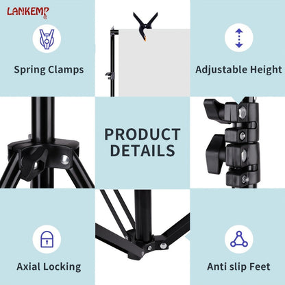Telescoping Photography Backdrop Stand with LM-2020 and LM-2630c Size Options for 79 x 79 or 118 x 102-Inch Frames