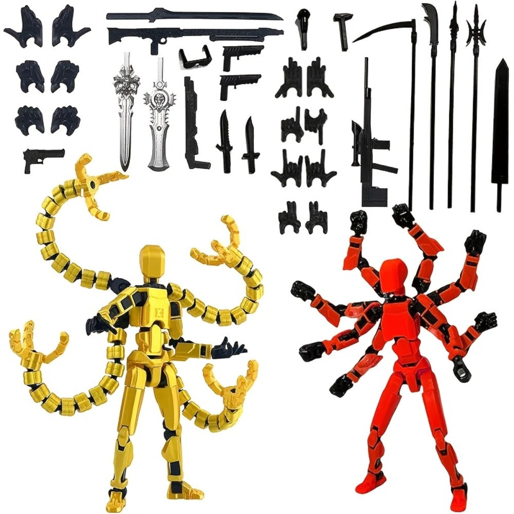 3D Printed Action Figure Set 2pcs T13 – 5.5 Inch Assembled Collectible Desktop Ornament Toy Figures for Game Enthusiasts