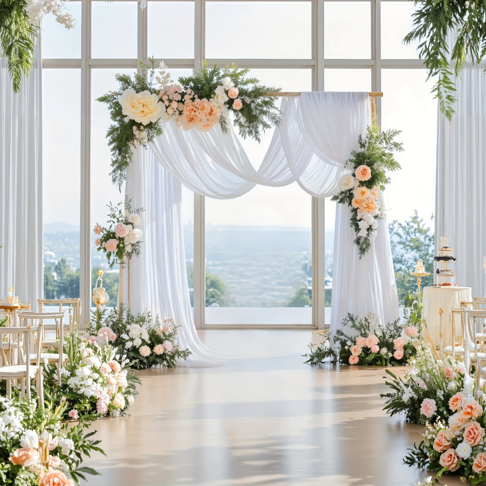 Sheer Gauze Backdrop Curtain, 31.5 x 315 Inches, in Ten Solid Colors for Draping or Hanging