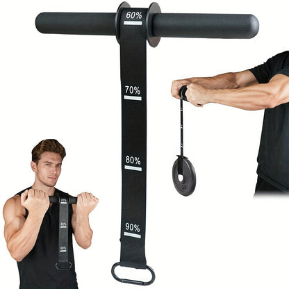 Fitness Equipment Black Wrist Roller Bar with Foam Grips Hanging Strap and Carabiner Attachment