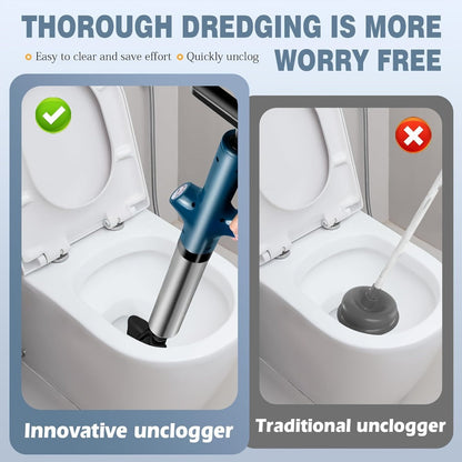 Toilet Plunger Set High Pressure Air Drain Unclogger - Stainless Steel Toilet Snake & Air Discharge Impactor for Clogged Toilet