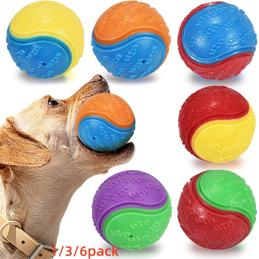 Squeaky Dog Balls High Bounce 2.5in Chew Teething Toy for Dogs – Durable Rubber Interactive Play & Training Ball Compatible with Ball