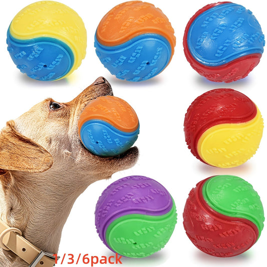 Dog Toy 6-Pack Squeaky High-Bounce Rubber Balls, 2.5-Inch Size and Standard Launcher Compatibility