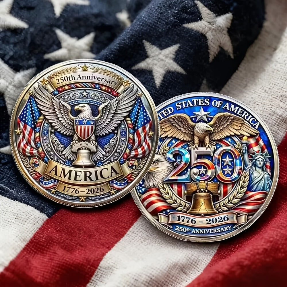US 250th Anniversary Commemorative Coins 1776-2026 Set of 10 – America 250 Collectible Coins with Dual Historical Patterns