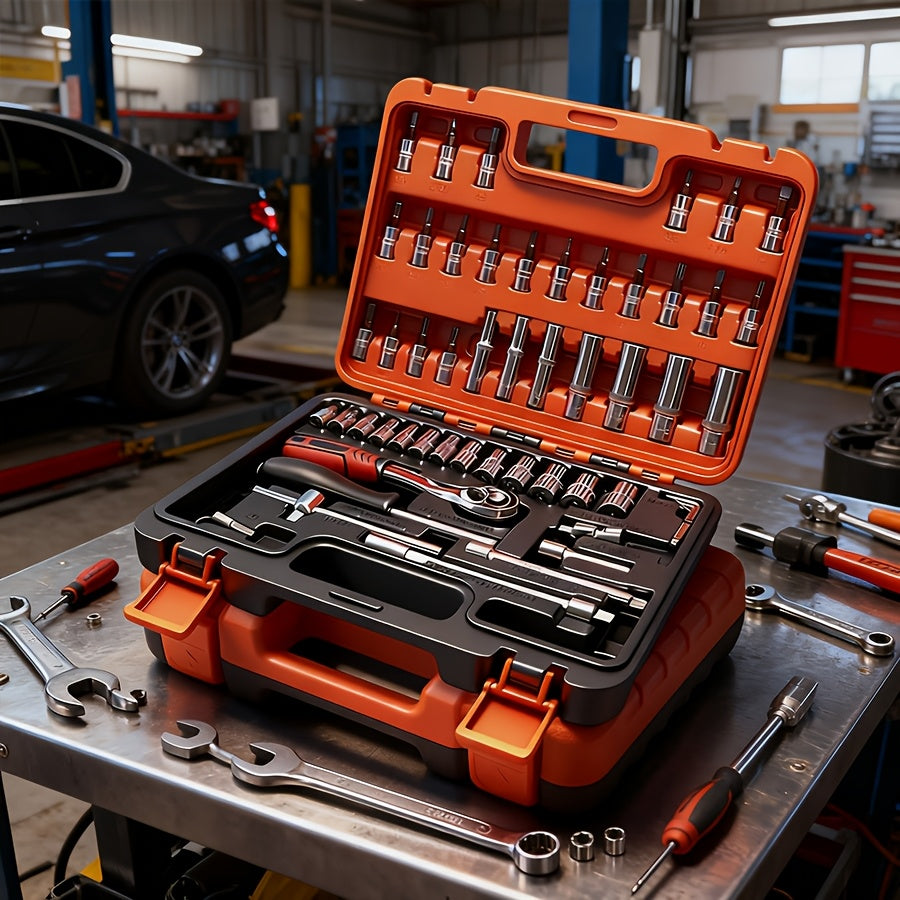 52-Piece Professional Tool Set – Multi-Function Home & Car Repair Toolkit with Portable Toolbox, Ideal Gift for DIY Enthusiasts and Auto