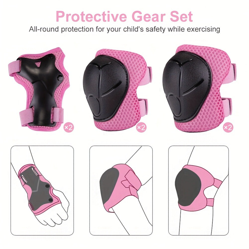 Kids Bike Helmet with Knee and Elbow Pads, Adjustable Gear Set for Ages 5-14, 350g with Ventilation