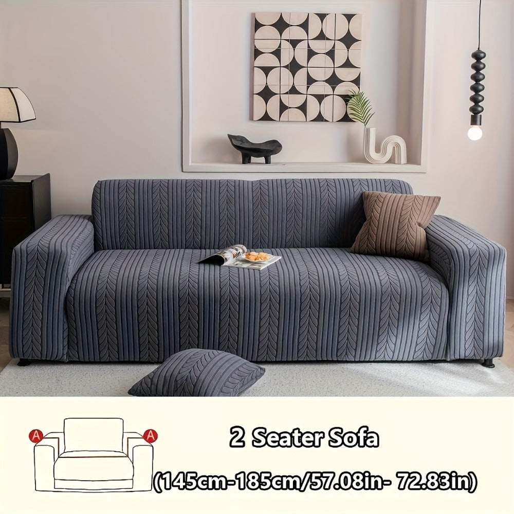 Sofa Cover Zigzag-Texture Fitted Slipcover for 1, 2, 3 or 4-Seater Sofas in Four Neutral Colors