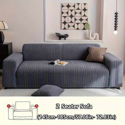 Sofa Cover Zigzag-Texture Fitted Slipcover for 1, 2, 3 or 4-Seater Sofas in Four Neutral Colors