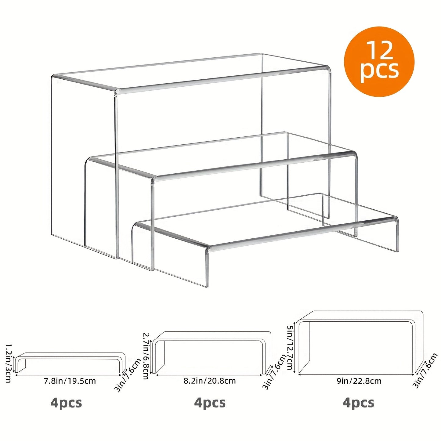 Clear Acrylic Risers Display Stands Set Funko Pop Cupcake Jewelry for Entryways, Bedrooms and Living Spaces
